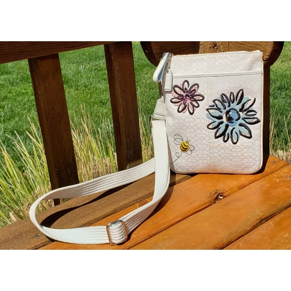 SOLD Coach Signature Bumble Bee Floral Crossbody